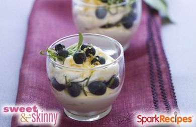 Quick Lemon Mousse with Basil and Blueberries