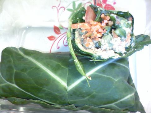 Raw Swiss Chard Veggie Wraps With Creamy Pecan Spread.