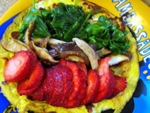 Shiitake Mushroom, Spinach and Strawberry Omelet