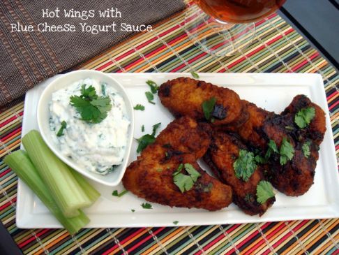 Hot Wings with Blue Cheese Yogurt Sauce