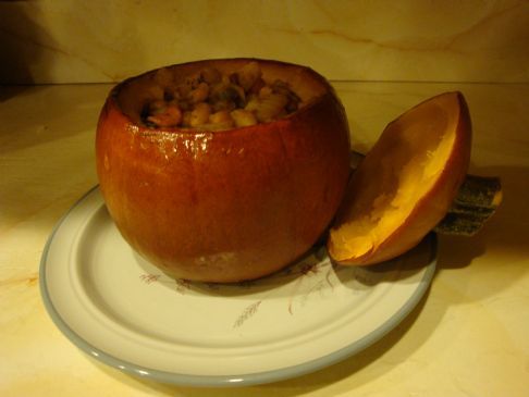 Sausage Stew in Pumpkin bowl