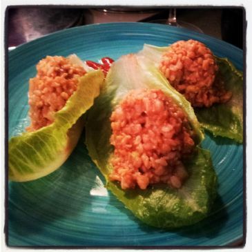 Shanghai Chicken Lettuce Wraps with Garlic & Ginger Brown Rice