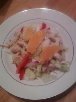 Orange Cabbage Salad with Chicken