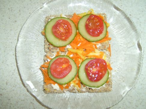 Cheese, Tomato and Carrot on Ryvita Crispbread 