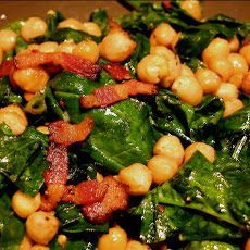 Spinach and Chick Peas with Bacon