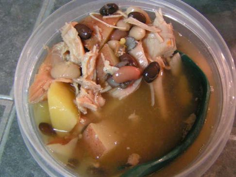 Leftover Turkey Soup with Beans and Potatoes-Slow Cooker