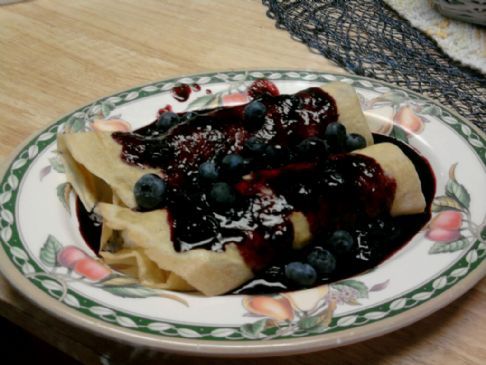 Crepes With Cottage Cheese Blueberry Vanilla Filling And Blueberry