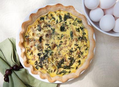 Light Spinach and Mushroom Quiche