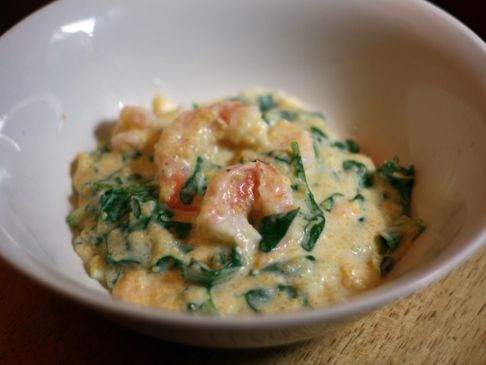 Shrimp And Grits With Arugula