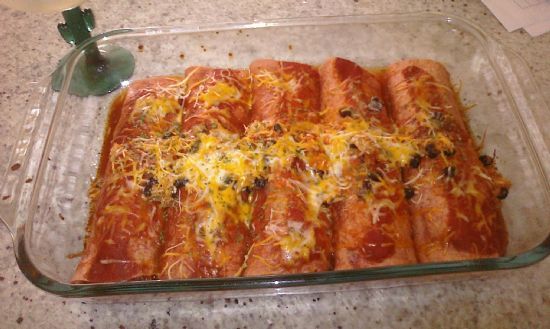 KP's chicken and black bean enchiladas (with cottage cheese)