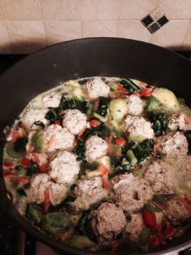 Turkey meatballs and kale healthy winter soup 