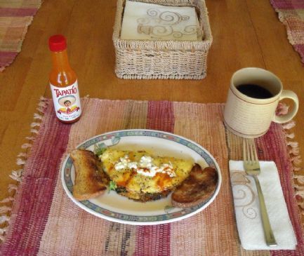 Veggie, shrimp one egg omelette