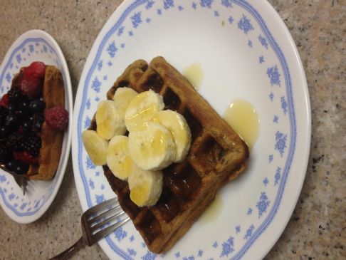 Whole Wheat Chocolate Banana Protein Waffles