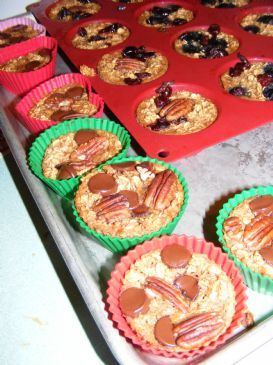 Chocolate Pecan Baked Oatmeal Muffins