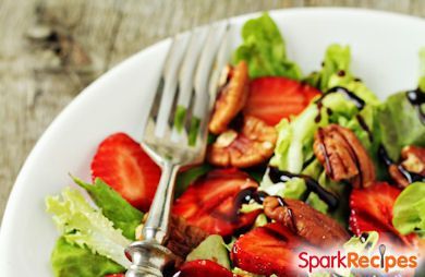 Bitter Spring Greens Salad with Pecans and Strawberries