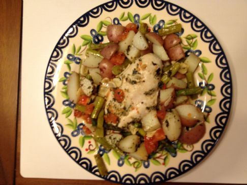Roasted Chicken Breast with Red Potatoes and Asparagus