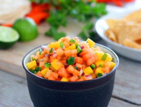 Cantaloupe Mango Papaya Salsa