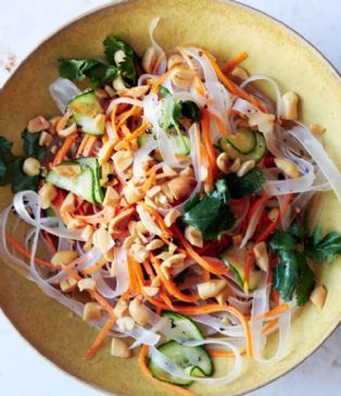 Vegan Wide Bean Thread Noodle Salad