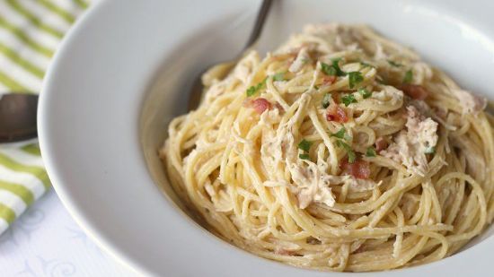Slow Cooker Bacon Ranch Chicken & Pasta