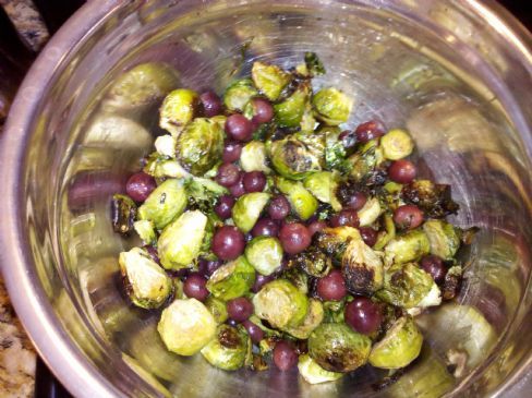 Roasted Brussel Sprouts with Roasted Red Grapes