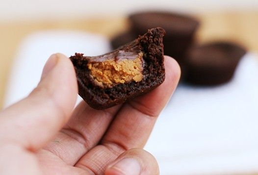 Peanut Butter Cup Surprise Brownie Bites