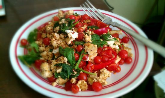 Spinach Tofu Veggie Scramble