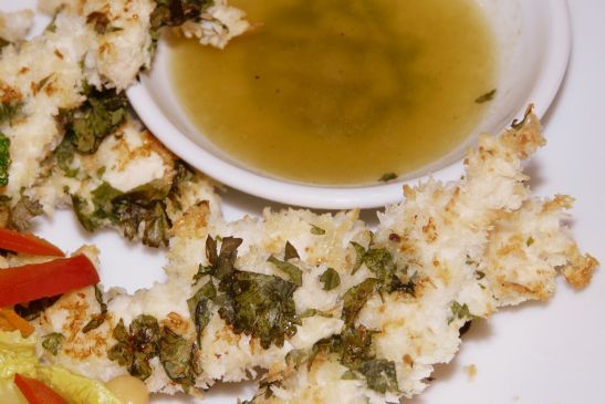 Baked Coconut Chicken Tenders with Honey Wasabi Dipping Sauce