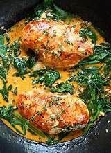 Paprika Chicken and Spinach with White Wine Butter Thyme Sauce