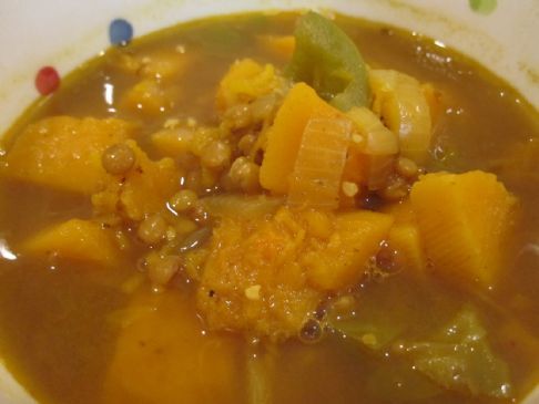 Curried Butternut Squash & Lentil Soup