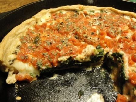 Chicago Style Spinach Pizza with Whole Wheat Crust