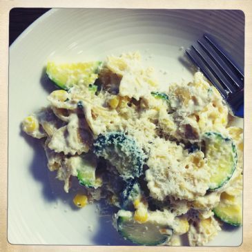 Creamy Bowtie Pasta with Zucchini & Corn