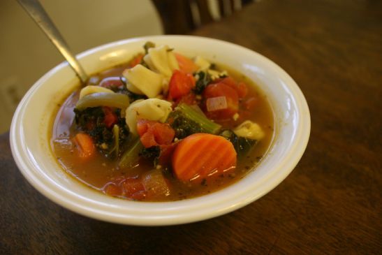 Cheese tortellini soup with kale