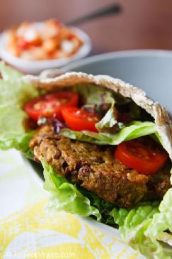 Curried Eggplant, Lentil, and Quinoa Burgers with Onion-Pepper Relish