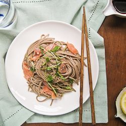 Hakubaku Soba Noodles and Smoked Salmon Recipe (on package)