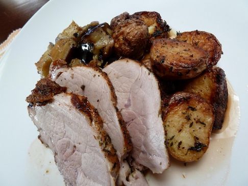 Sweet 'n Spicy Pork Roast with Rosemary Potatoes