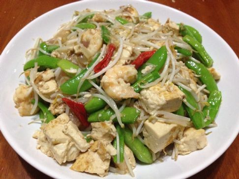 Tofu+Sprouts+Sugar Snap Peas Stir-Fry