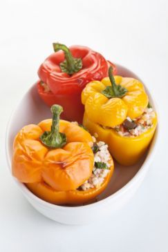 Bell Peppers Stuffed with Israeli Couscous and Lentils (crockpot)
