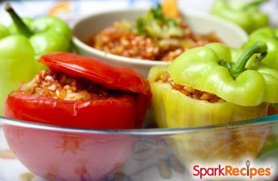 Peppers Stuffed with Quinoa, Spinach and  Feta Cheese