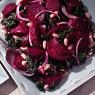 Beets & Greens Salad with Cannellini Beans