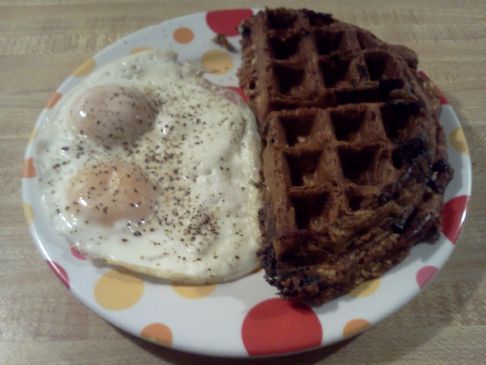 Steve's Pumpkin-Oatmeal-Pecan Waffle with Blueberries