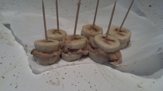 Peanut butter banana ice cream sandwich hors d'oeuvres