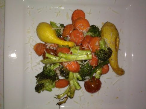 Roasted Carrots, Broccoli, and Whole Summer Squash