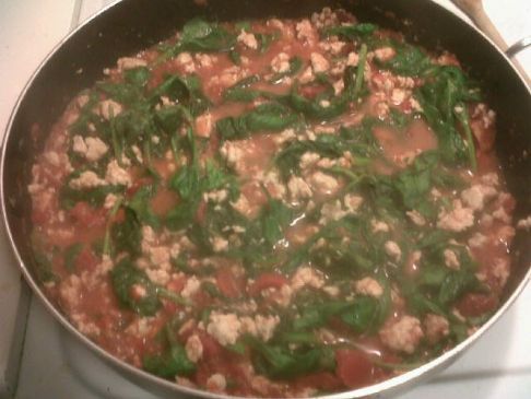 Ground Turkey with Fresh Spinach & Diced Tomatoes