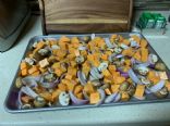 Roasted Sweet Potatoes, mushroom and onion