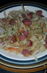 Fried cabbage and sausage