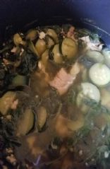 Fish  spinach and zucchini soup