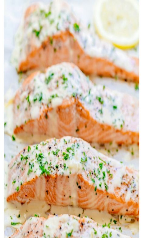 Baked Salmon in Lemon Cream Sauce Recipe | SparkRecipes