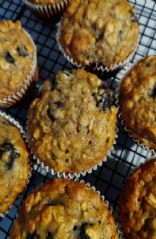 Banana Blueberry Walnut Oatmeal Muffins