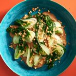 Bok Choy With Brown Sauce and Crispy Garlic