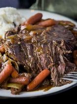 Bottom Round Roast with Vegetables and Brown Gravy 